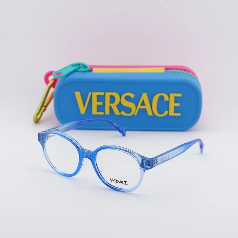 Versace Kids VK3012 5532 Eyeglasses Transparent Blue 47mm Round Frame